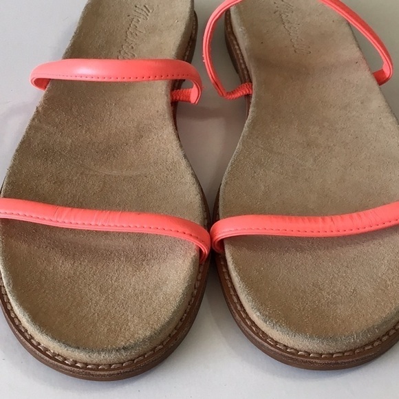 Made well strap he sandals flats size 7.5 leather made in Brazil Coral - Picture 2 of 3